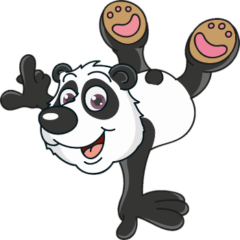 Karikatuur panda-acrobaat